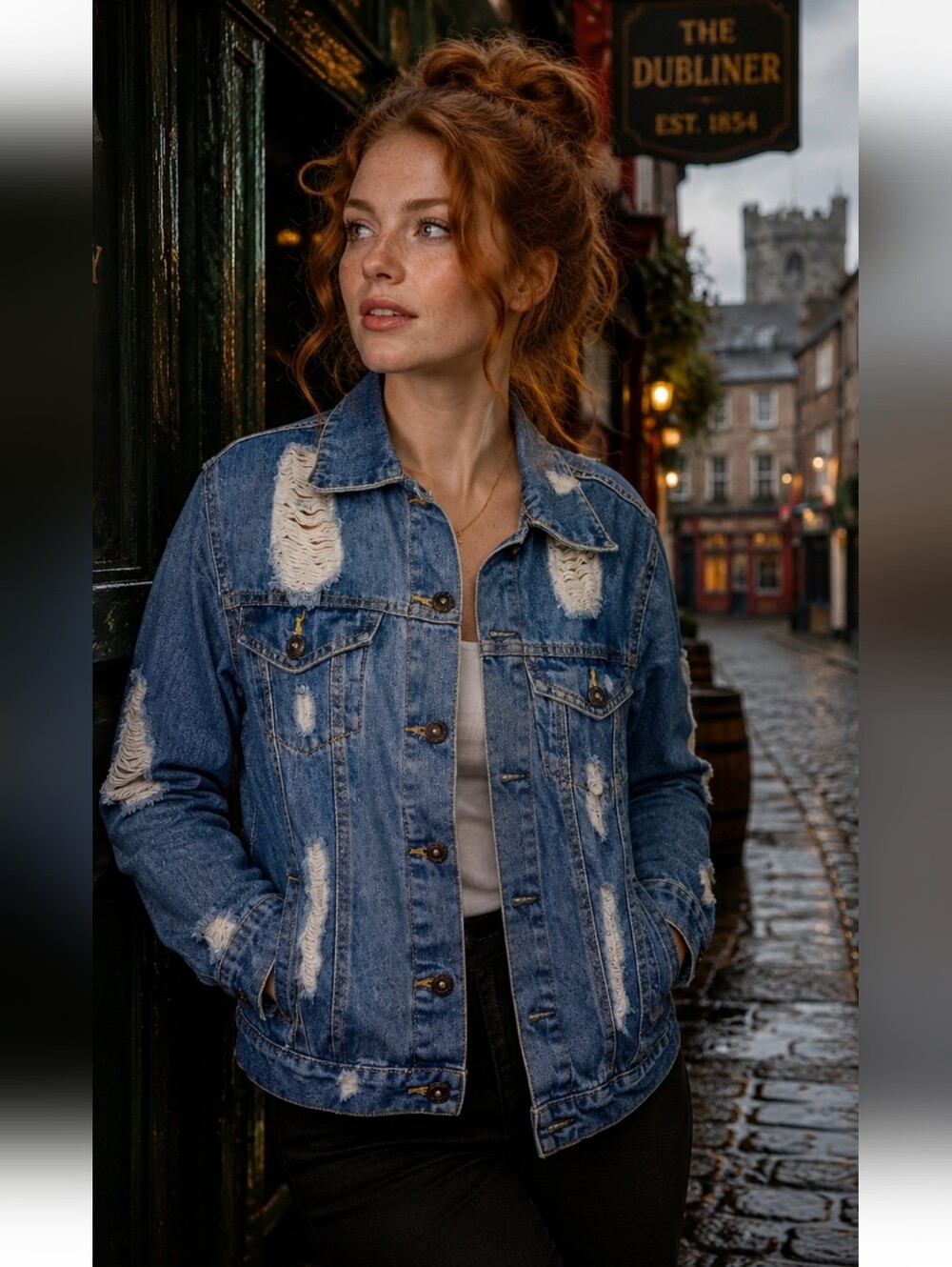 Highway Jeans Distressed Oversized Denim Jacket Medium | Blue Button Front